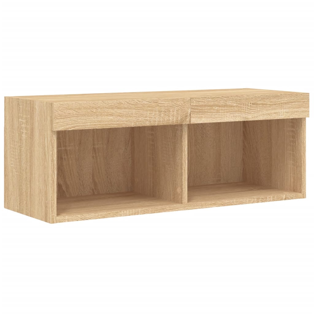 vidaXL TV Cabinet with LED Lights Sonoma Oak 80x30x30 cm