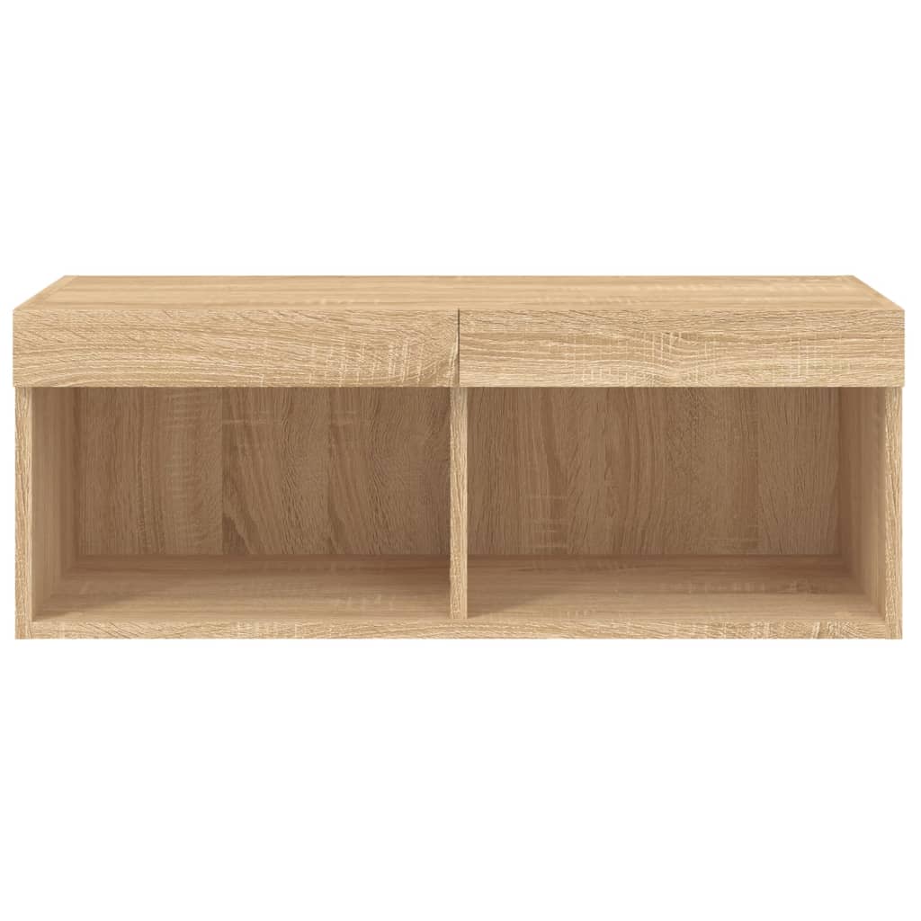 vidaXL TV Cabinet with LED Lights Sonoma Oak 80x30x30 cm