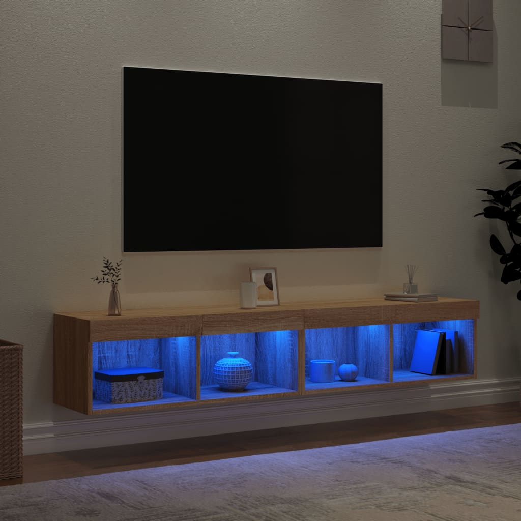 TV Cabinets with LED Lights 2 pcs Sonoma Oak 80x30x30 cm
