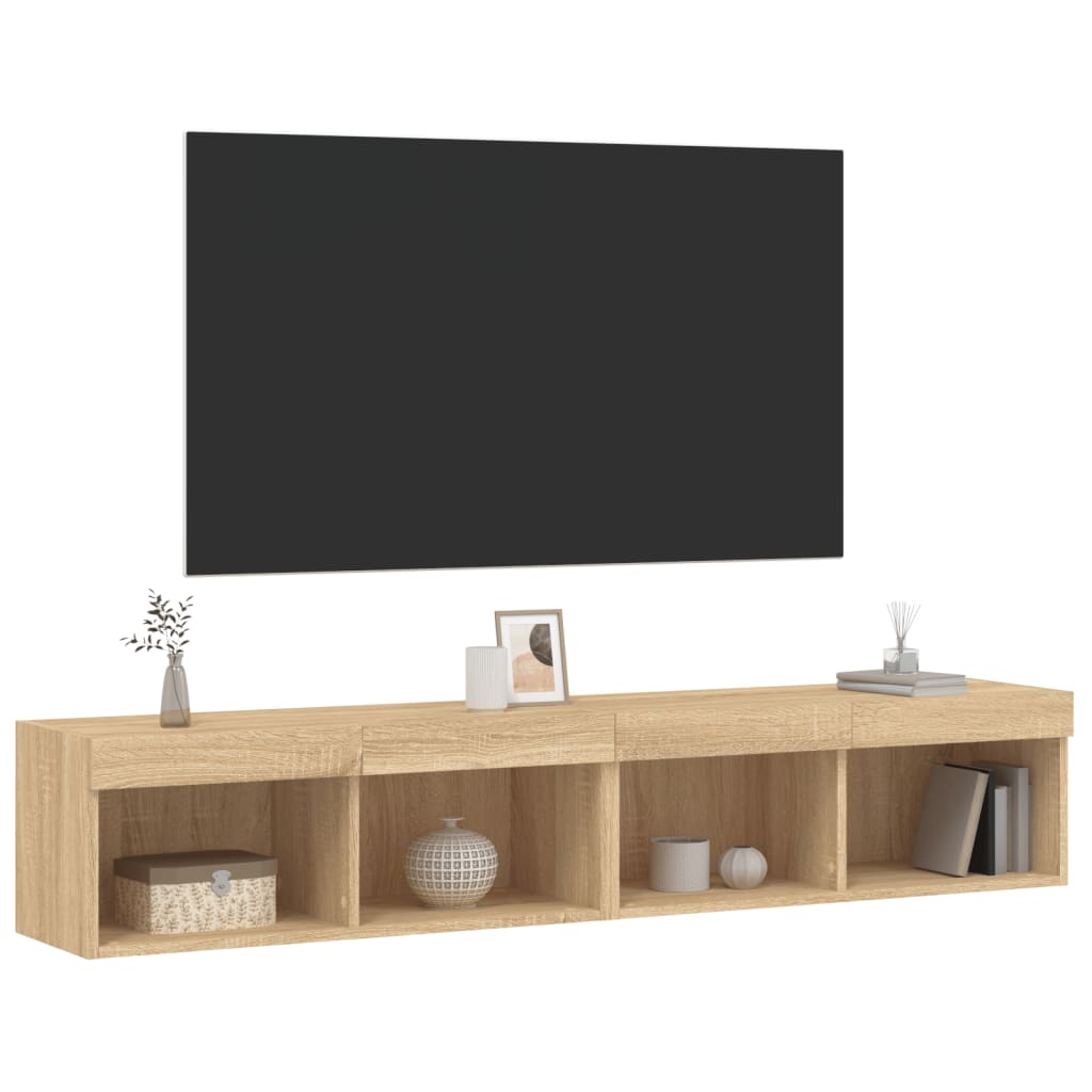 TV Cabinets with LED Lights 2 pcs Sonoma Oak 80x30x30 cm