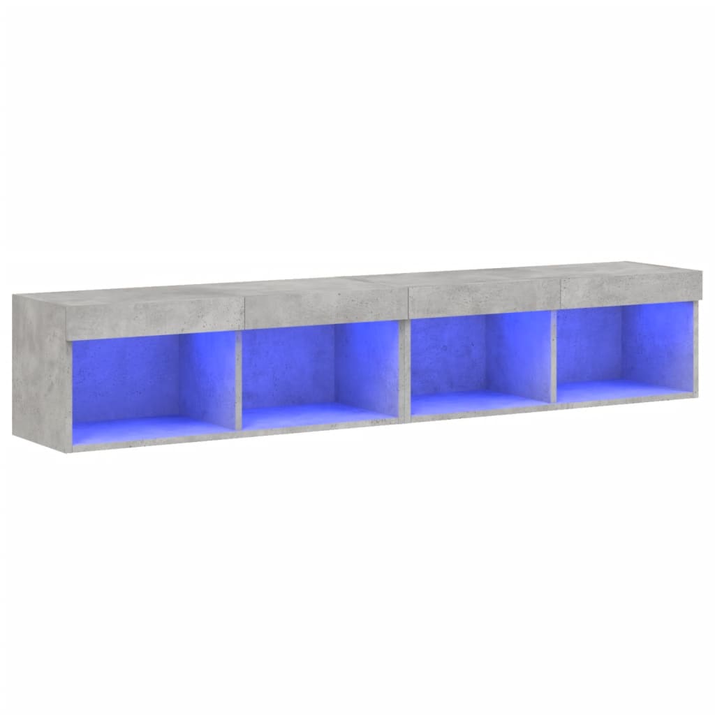 2 Piece TV Cabinet Set with LED Lights Concrete Grey 80x30x30 cm
