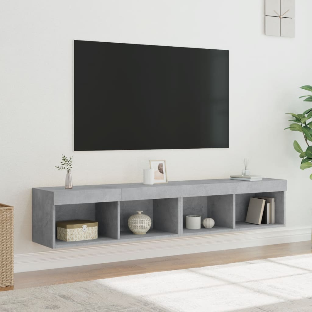 2 Piece TV Cabinet Set with LED Lights Concrete Grey 80x30x30 cm