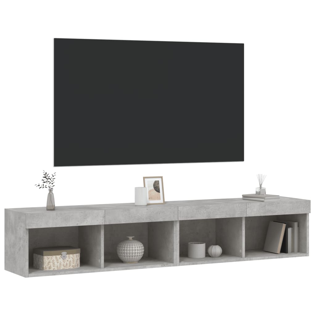 2 Piece TV Cabinet Set with LED Lights Concrete Grey 80x30x30 cm