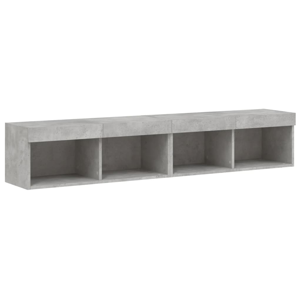 2 Piece TV Cabinet Set with LED Lights Concrete Grey 80x30x30 cm