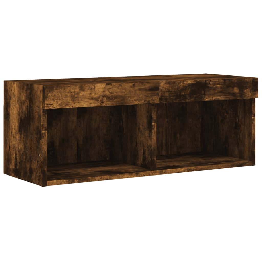 vidaXL TV Cabinet with LED Lights Smoked Oak 80x30x30 cm