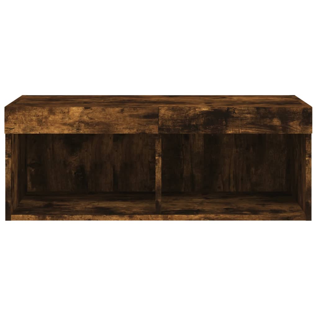 vidaXL TV Cabinet with LED Lights Smoked Oak 80x30x30 cm