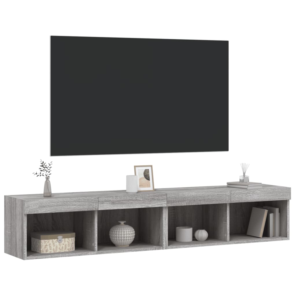 TV Cabinets with LED Lights 2 pcs Grey Sonoma 80x30x30 cm