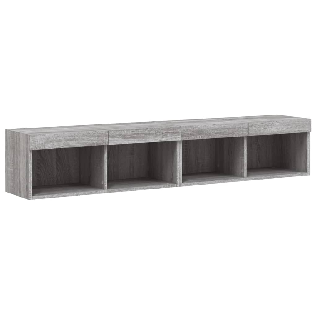 TV Cabinets with LED Lights 2 pcs Grey Sonoma 80x30x30 cm
