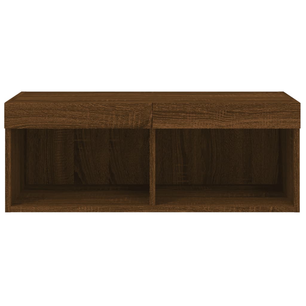 vidaXL TV Cabinet with LED Lights Brown Oak 80x30x30 cm