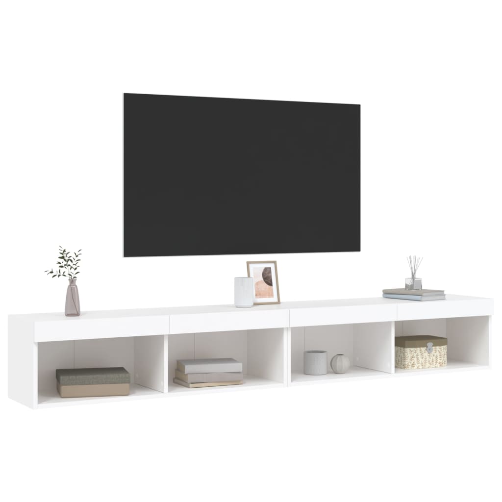 2 Piece TV Cabinet Set with LED Lights White 100x30x30 cm