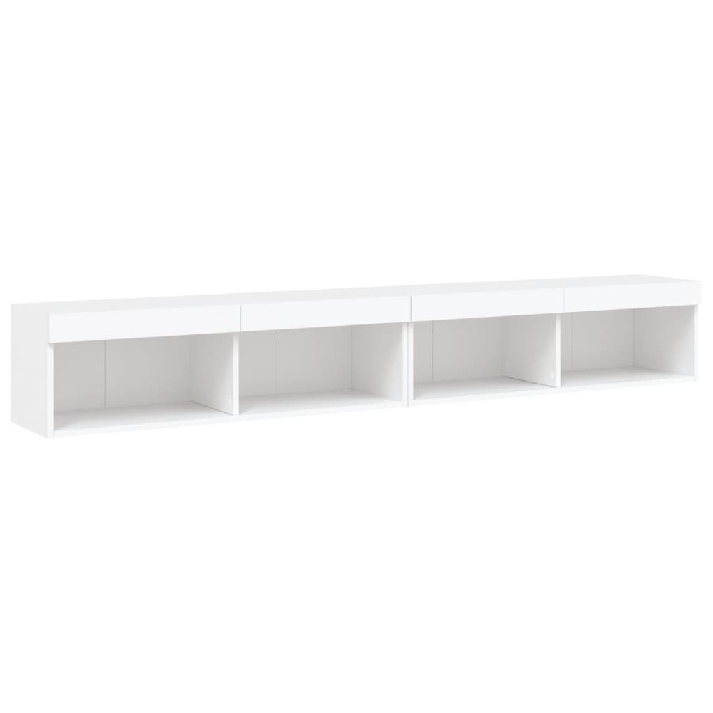 2 Piece TV Cabinet Set with LED Lights White 100x30x30 cm