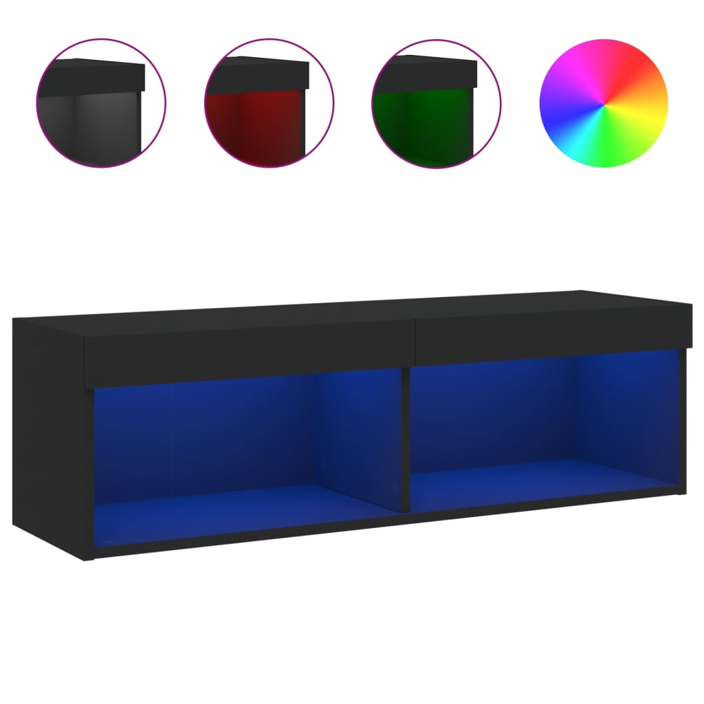 vidaXL TV Cabinet with LED Lights Black 100x30x30 cm