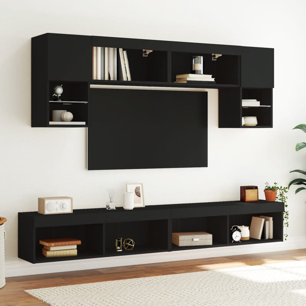 vidaXL TV Cabinet with LED Lights Black 100x30x30 cm