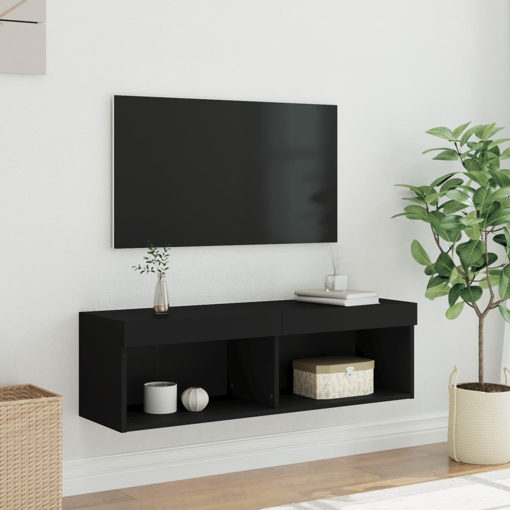 vidaXL TV Cabinet with LED Lights Black 100x30x30 cm