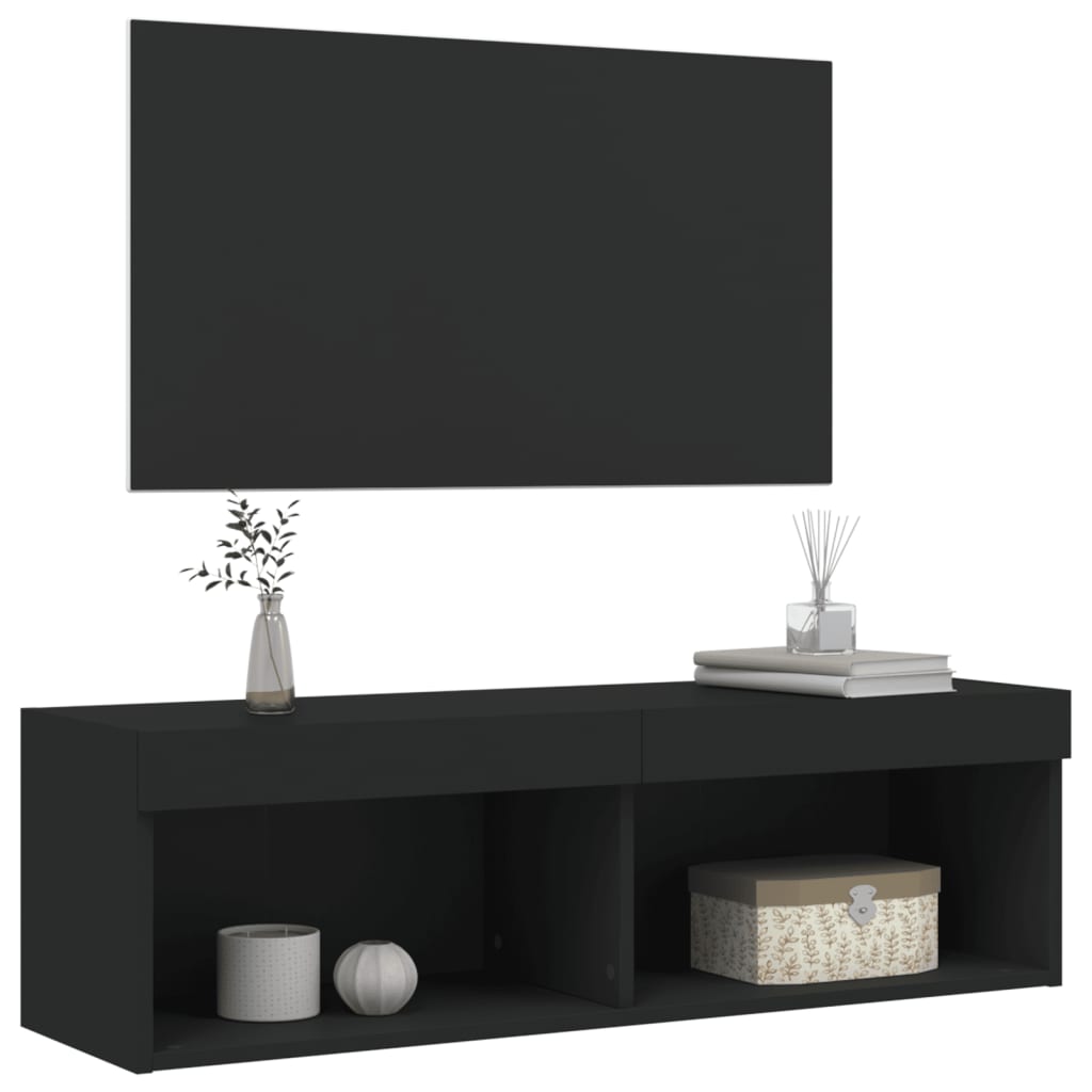 vidaXL TV Cabinet with LED Lights Black 100x30x30 cm