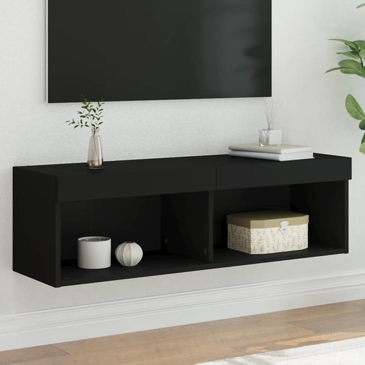 vidaXL TV Cabinet with LED Lights Black 100x30x30 cm