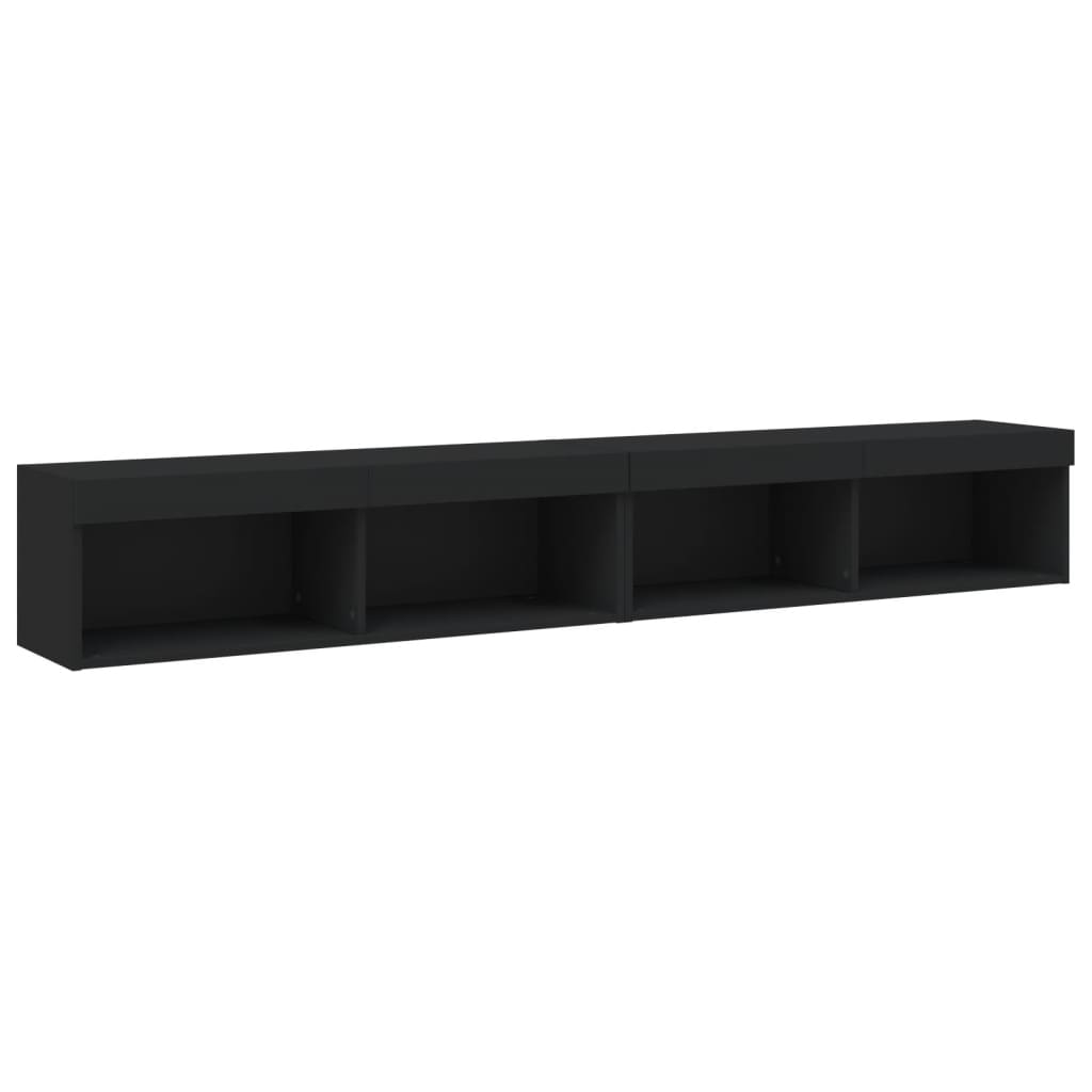 vidaXL TV Cabinets with LED Lights 2 pcs Black 100x30x30 cm