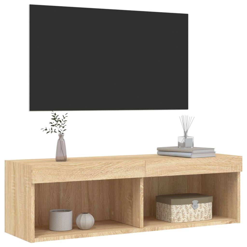 TV Cabinet with LED Lights Sonoma Oak 100x30x30 cm