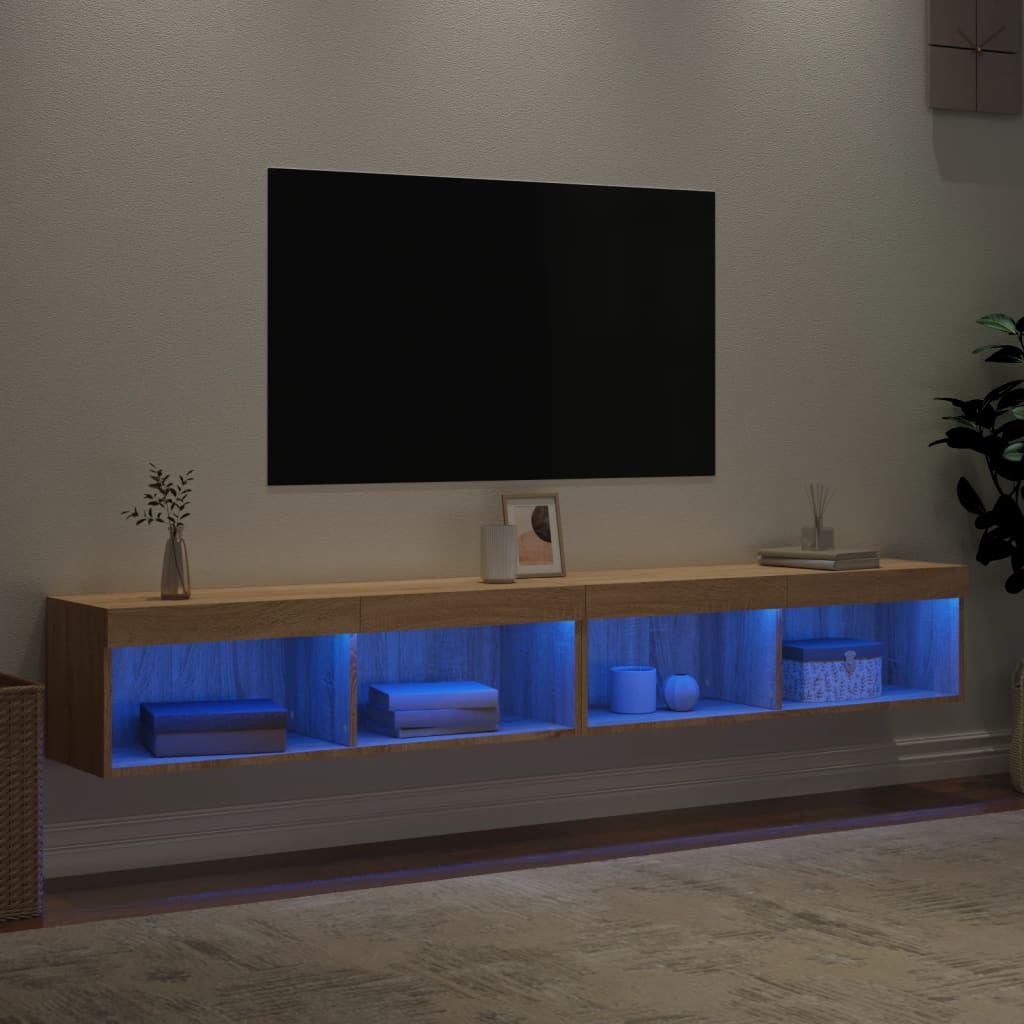 TV Cabinets with LED Lights 2 pcs Sonoma Oak 100x30x30 cm