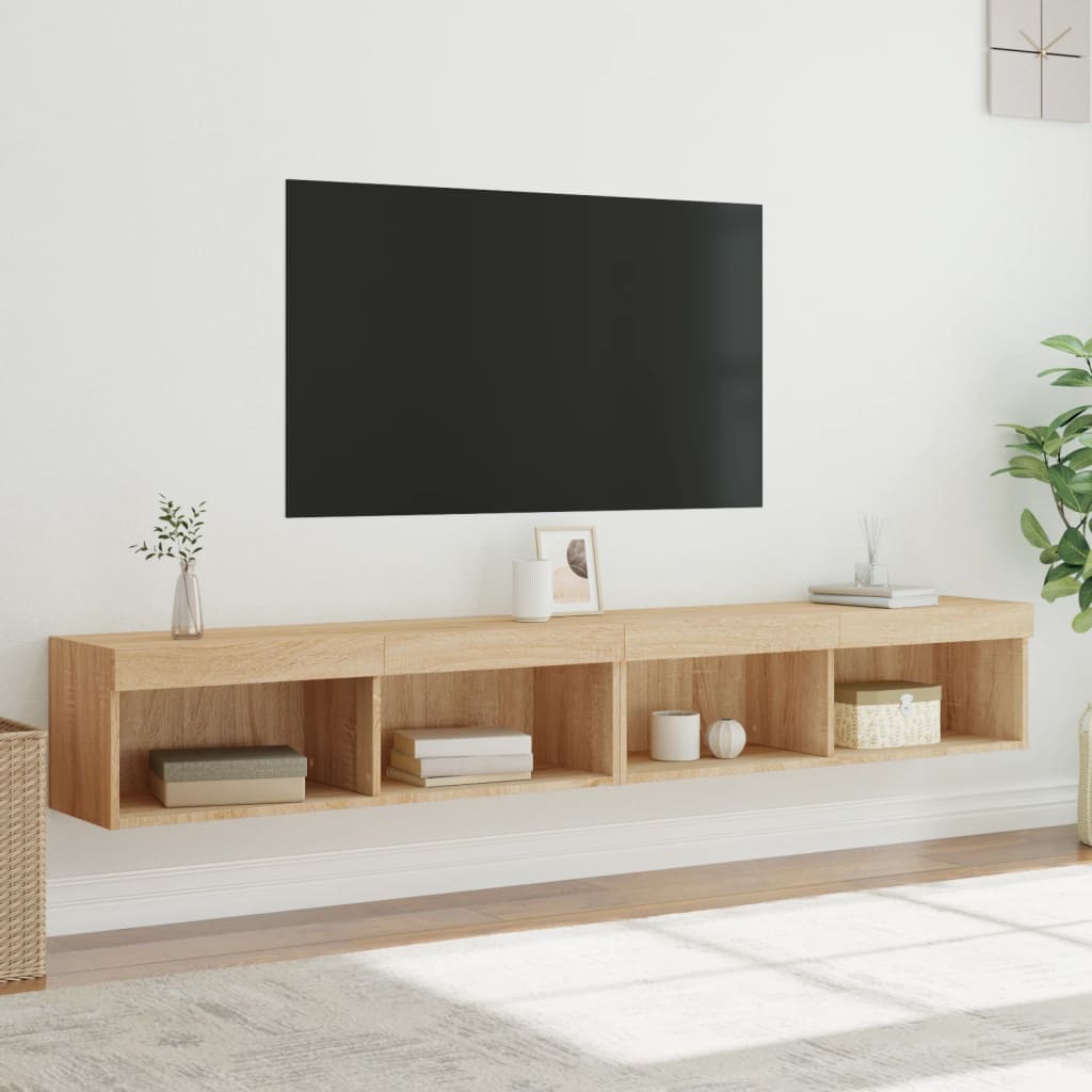 TV Cabinets with LED Lights 2 pcs Sonoma Oak 100x30x30 cm