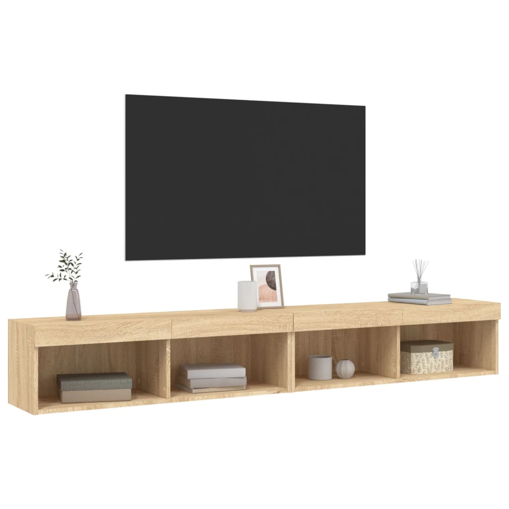 TV Cabinets with LED Lights 2 pcs Sonoma Oak 100x30x30 cm