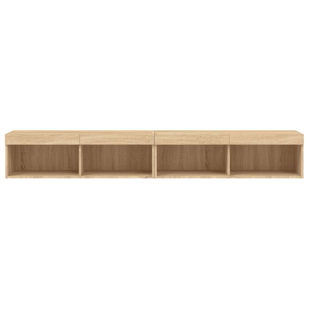 2 Piece TV Cabinet Set with LED Lights Sonoma Oak 100x30x30 cm