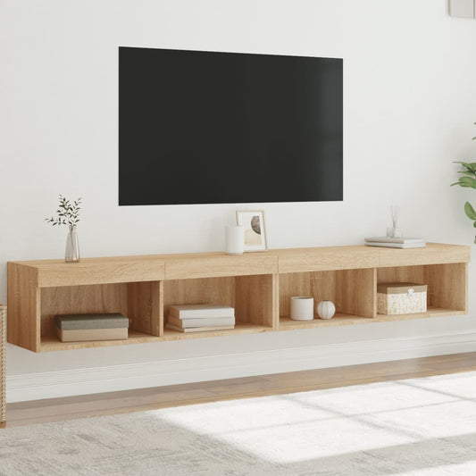 vidaXL TV Cabinets with LED Lights 2 pcs Sonoma Oak 100x30x30 cm