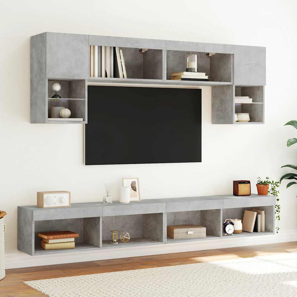 TV Cabinet with LED Lights Concrete Grey 100x30x30 cm