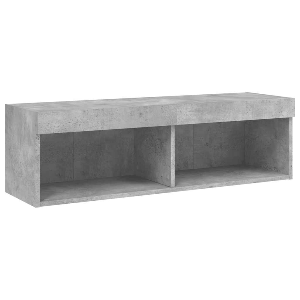 TV Cabinet with LED Lights Concrete Grey 100x30x30 cm