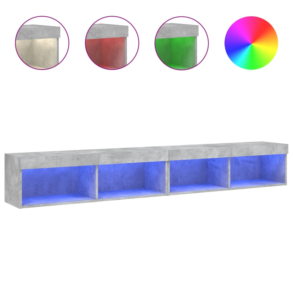2 Piece TV Cabinet Set with LED Lights Concrete Grey 100x30x30 cm