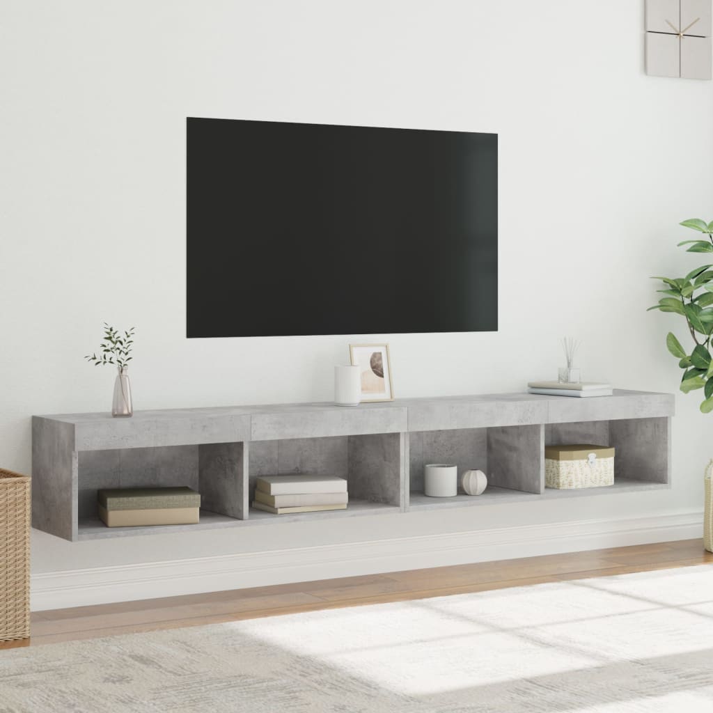 2 Piece TV Cabinet Set with LED Lights Concrete Grey 100x30x30 cm