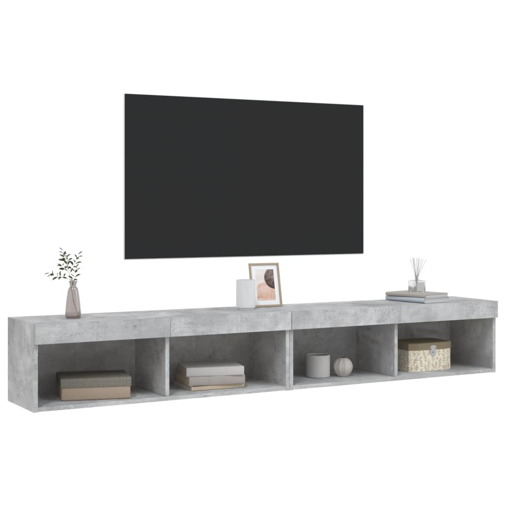 TV Cabinets with LED Lights 2 pcs Concrete Grey 100x30x30 cm