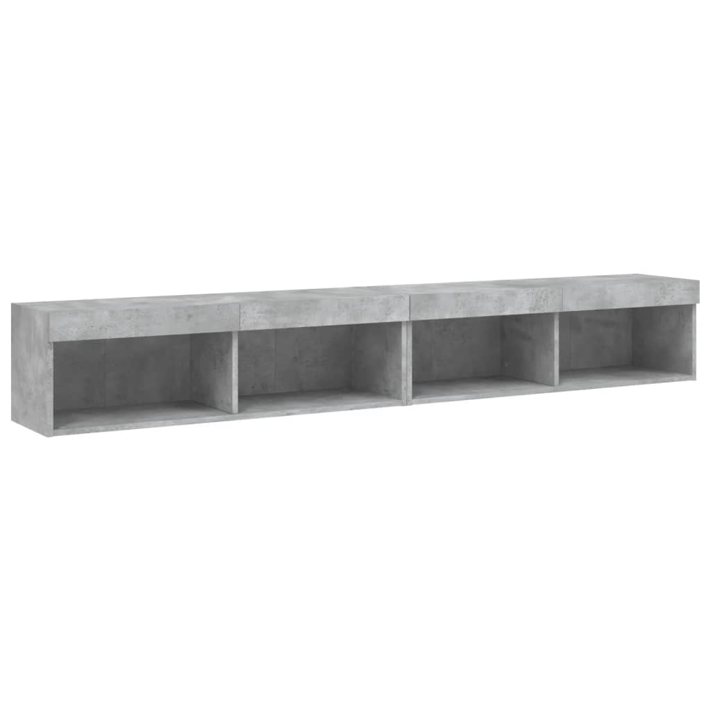 TV Cabinets with LED Lights 2 pcs Concrete Grey 100x30x30 cm