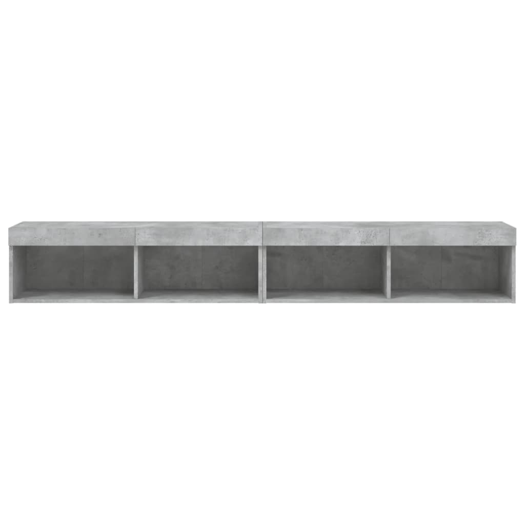 TV Cabinets with LED Lights 2 pcs Concrete Grey 100x30x30 cm