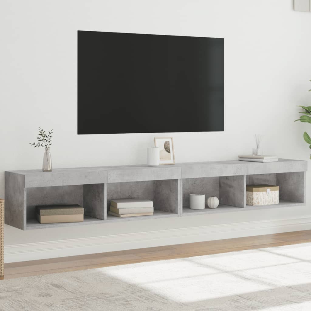2 Piece TV Cabinet Set with LED Lights Concrete Grey 100x30x30 cm