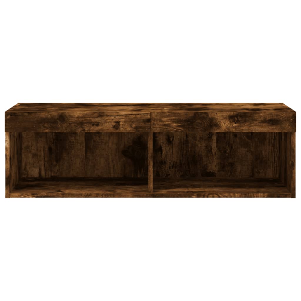 TV Cabinet with LED Lights Smoked Oak 100x30x30 cm