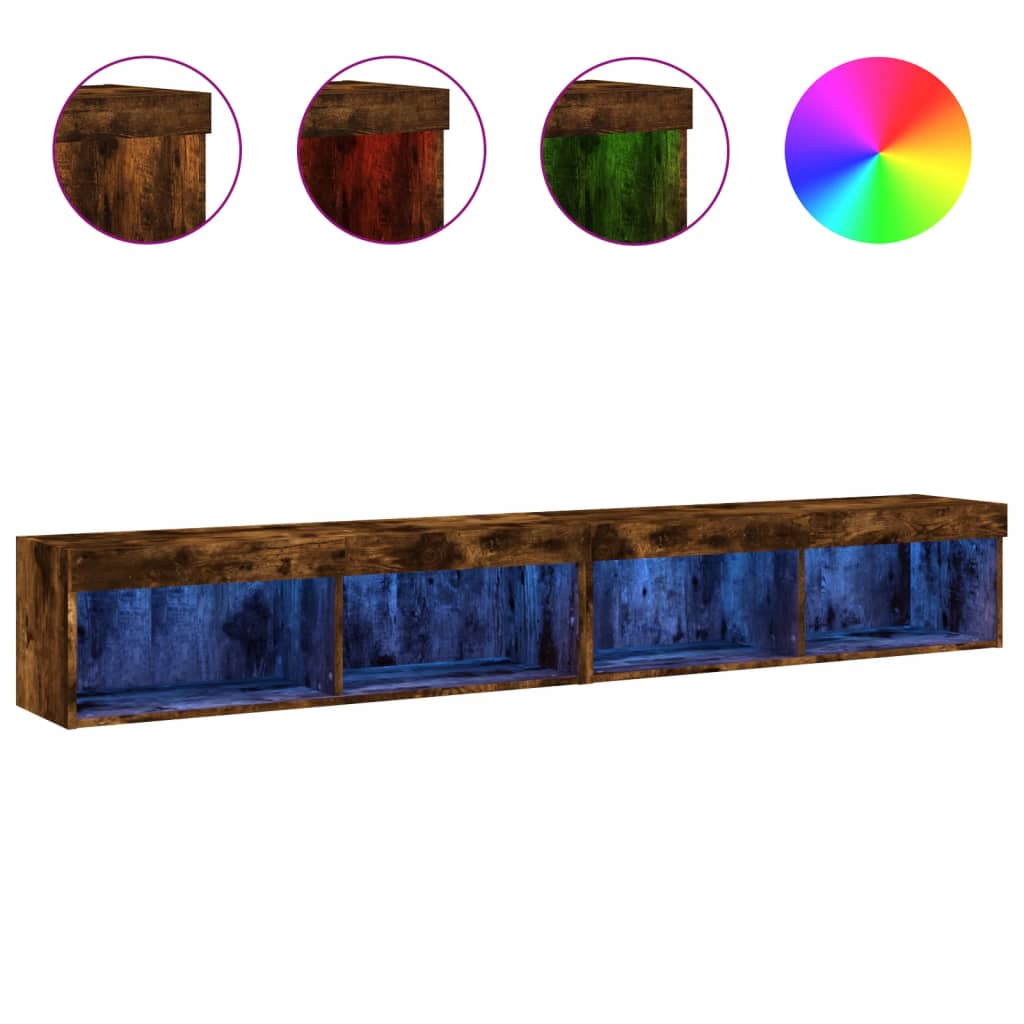 2 Piece TV Cabinet Set with LED Lights Smoked Oak 100x30x30 cm