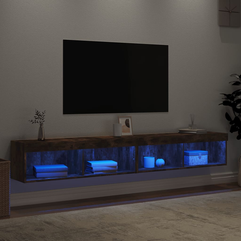 2 Piece TV Cabinet Set with LED Lights Smoked Oak 100x30x30 cm