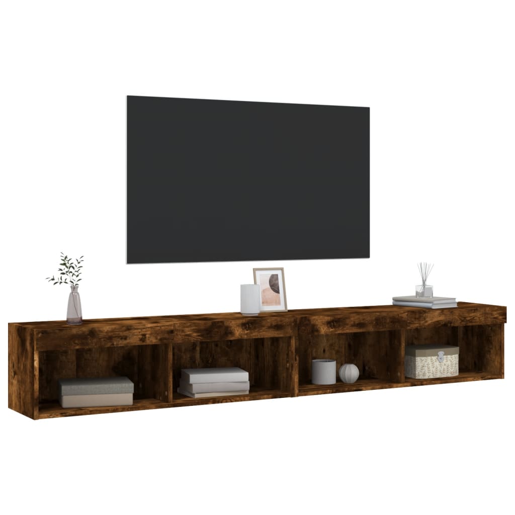 2 Piece TV Cabinet Set with LED Lights Smoked Oak 100x30x30 cm