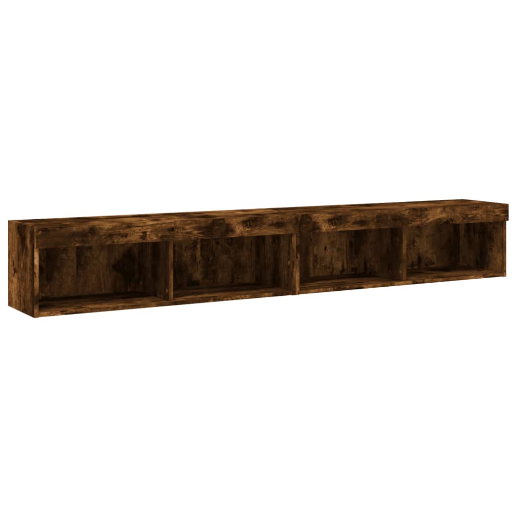 2 Piece TV Cabinet Set with LED Lights Smoked Oak 100x30x30 cm