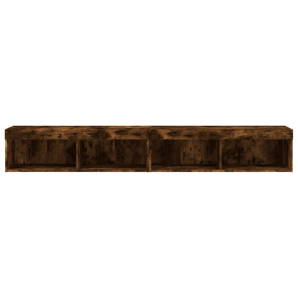 2 Piece TV Cabinet Set with LED Lights Smoked Oak 100x30x30 cm