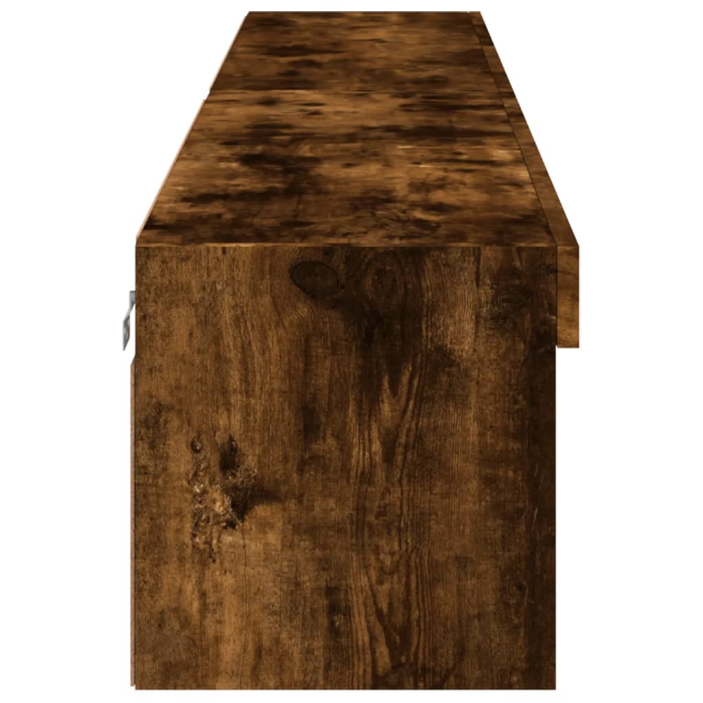 TV Cabinets with LED Lights 2 pcs Smoked Oak 100x30x30 cm