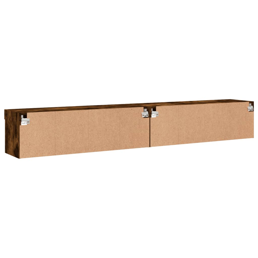 TV Cabinets with LED Lights 2 pcs Smoked Oak 100x30x30 cm