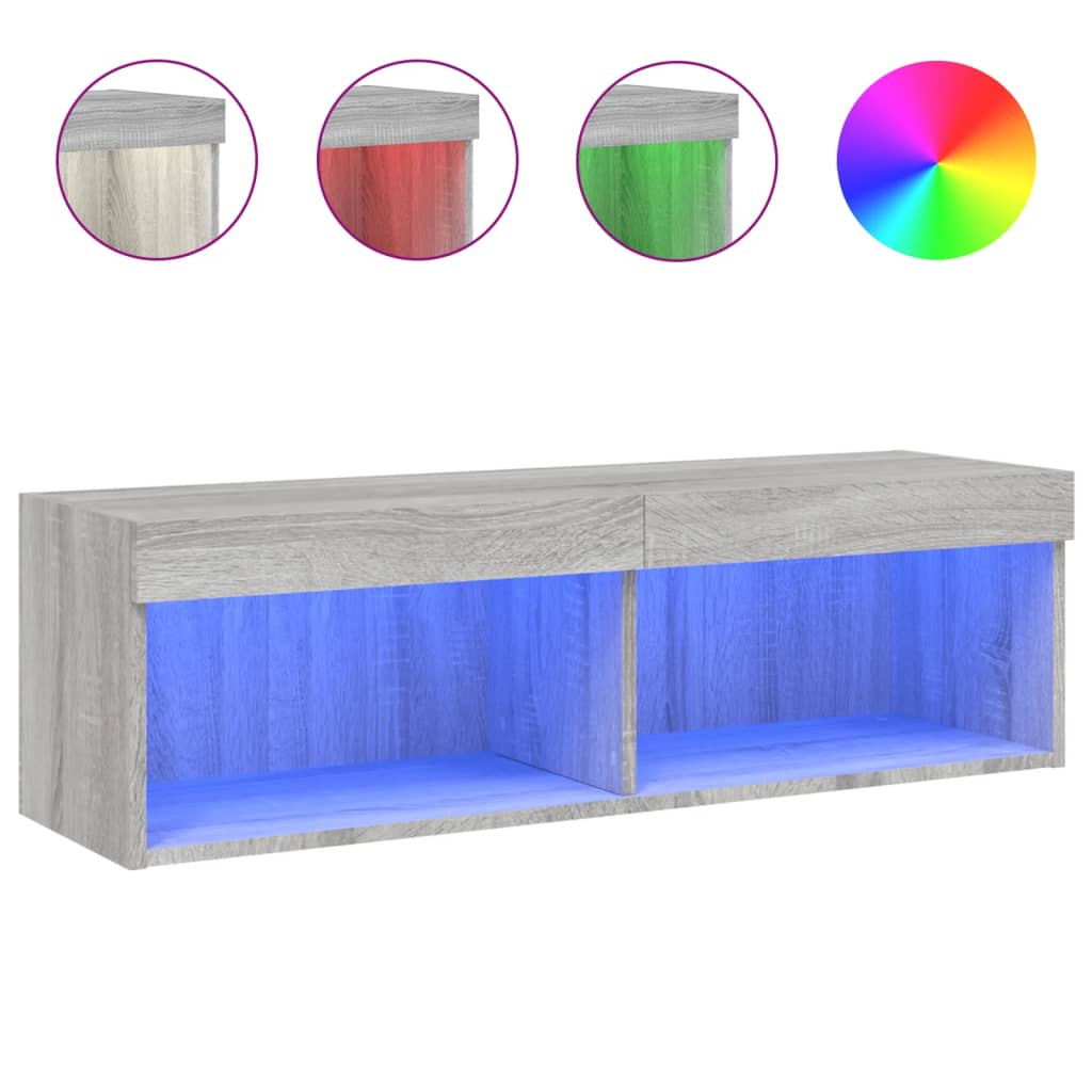 TV Cabinet with LED Lights Grey Sonoma 100x30x30 cm