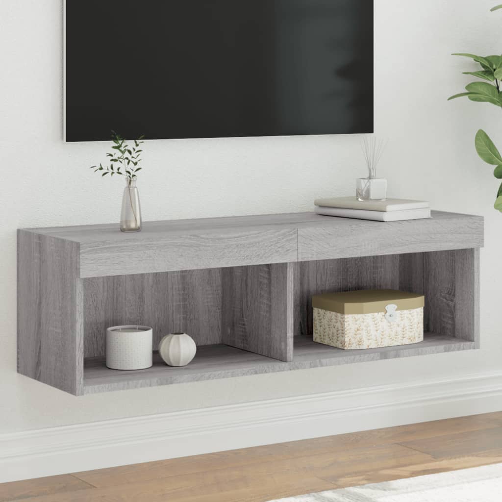 TV Cabinet with LED Lights Grey Sonoma 100x30x30 cm