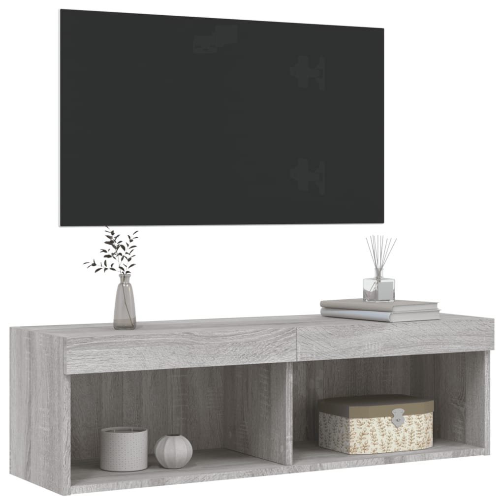 TV Cabinet with LED Lights Grey Sonoma 100x30x30 cm