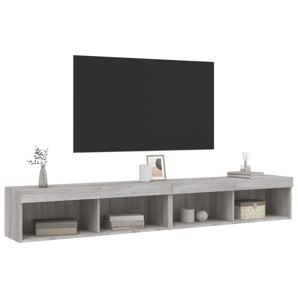 vidaXL TV Cabinets with LED Lights 2 pcs Grey Sonoma 100x30x30 cm