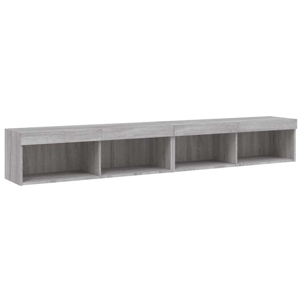 vidaXL TV Cabinets with LED Lights 2 pcs Grey Sonoma 100x30x30 cm