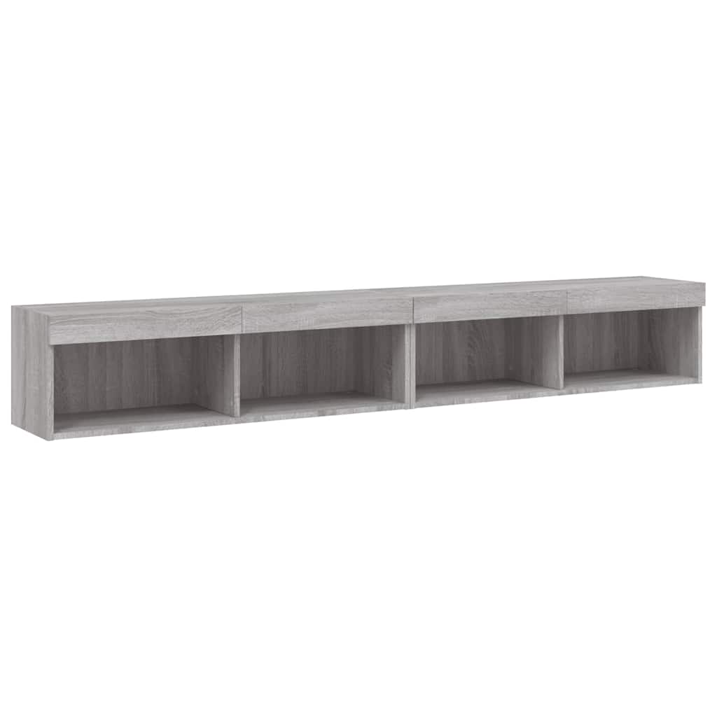 2 Piece TV Cabinet Set with LED Lights Grey Sonoma 100x30x30 cm