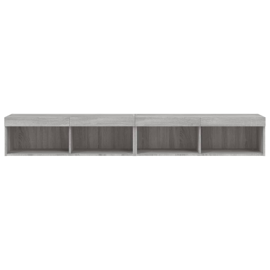 vidaXL TV Cabinets with LED Lights 2 pcs Grey Sonoma 100x30x30 cm